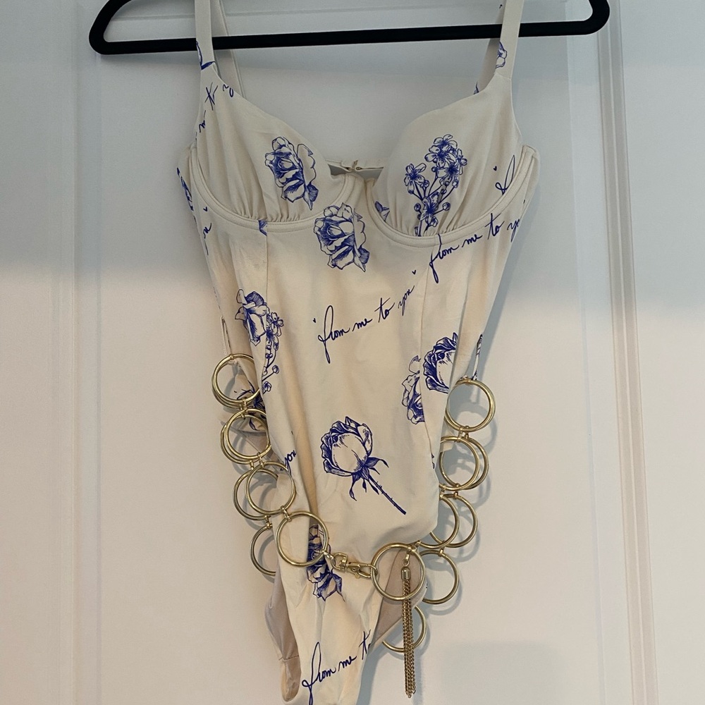 Weworewhat one piece swimsuit with gold belt